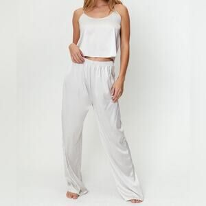 Nasty Gal Lace Trim Satin Cami and Pajama Pants Set 8 M